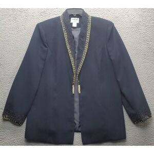 Verucci by Chancelle Blazer Jacket Womens 16 Navy Embellished Lined Open Front‎